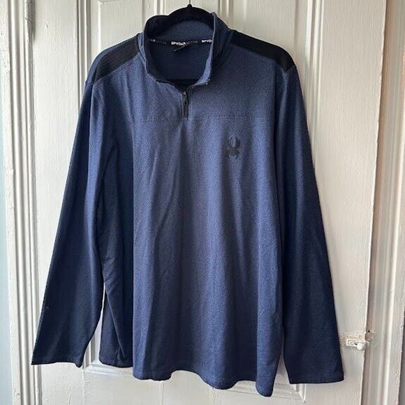 Spyder Other - Spyder Active Shirt Mens Large Blue Logo Graphics Quarter Zip Long Sleeve